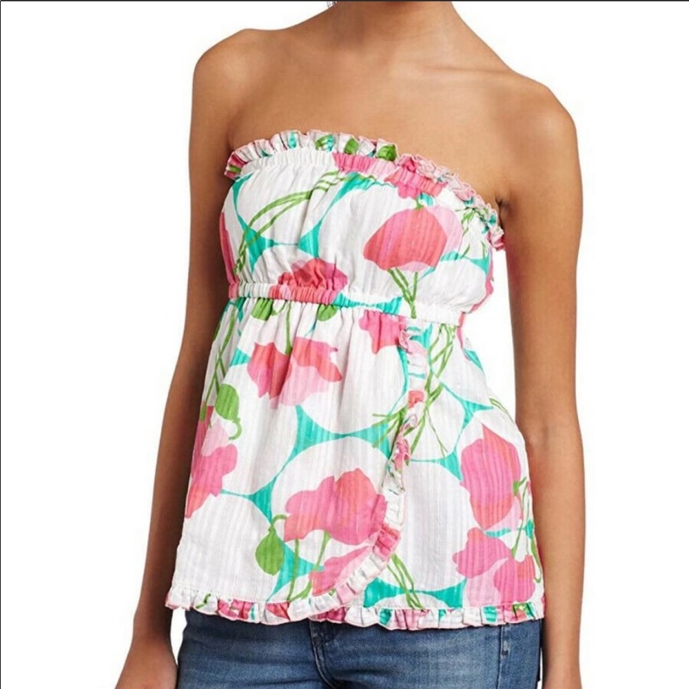 Lilly Pulitzer Floral Strapless Top Small